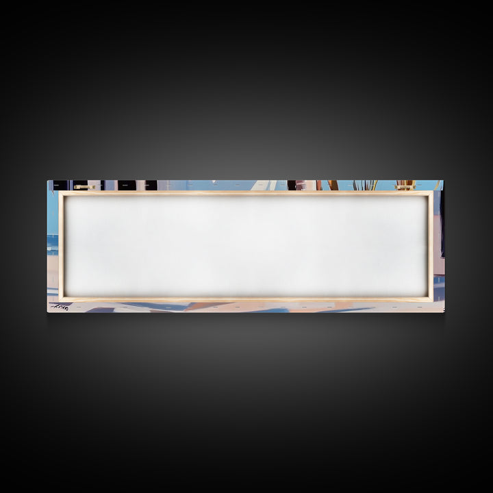 Beachfront Patio, Coastal Home, Ocean View Art, Framed Canvas Print, Seaside Decor, Summer House Aesthetic, Serene Wall Artwork