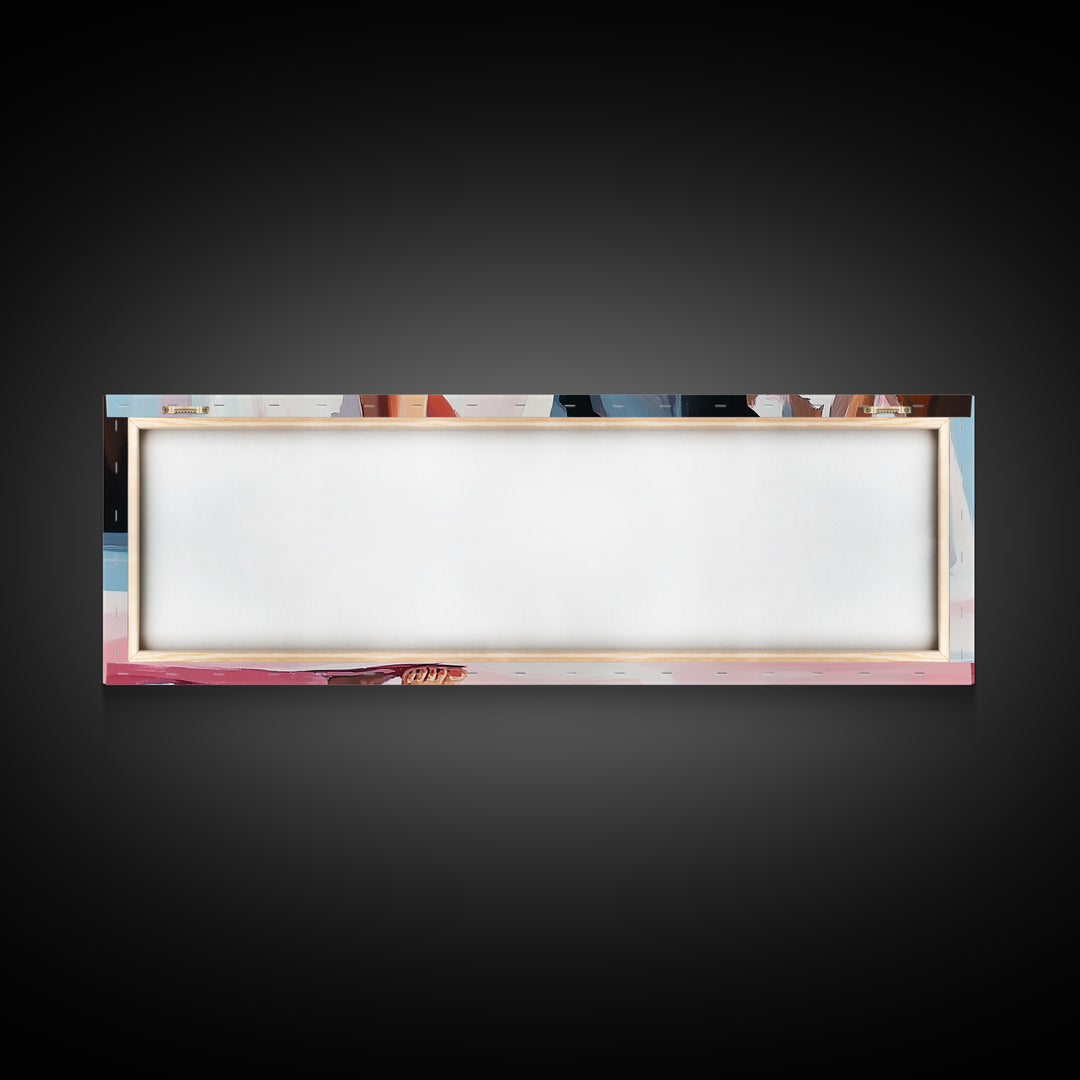 Barefoot Woman, Flowing Pink Dress, Water Reflection, Canvas Print, Feminine Wall Art, Elegant Bedroom Decor, Soft Pastel Aesthetic