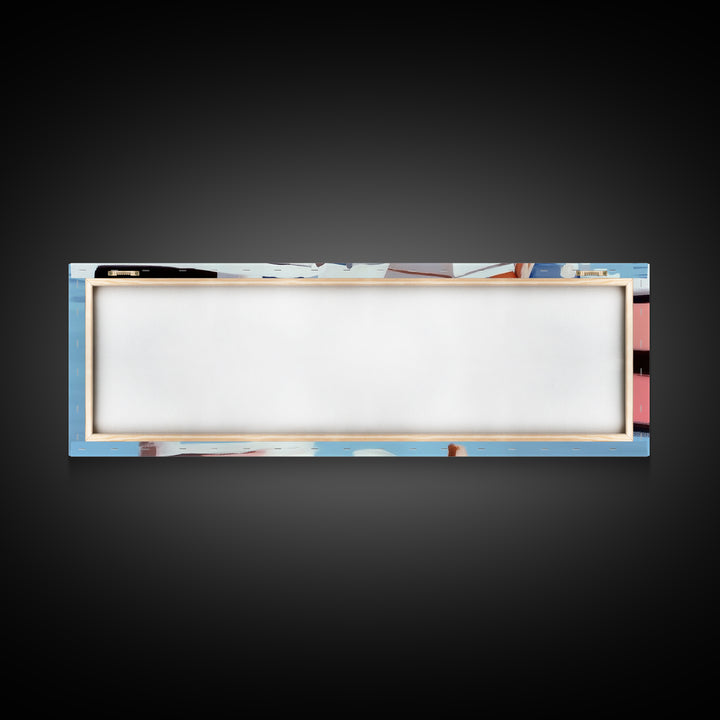 Boats, Reflection, Soft Pastel Aesthetic, Canvas Print, Nautical Wall Art, Minimalist Home Decor, Living Room Accent, Calm Coastal Scene