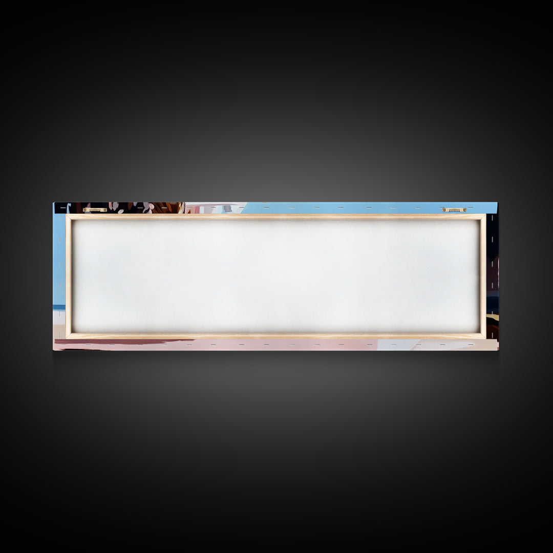 Beach House, Coastal Art, Modern Seascape, Framed Canvas Print, Living Room Wall Art, Pastel Ocean, Minimalist Decor, Nautical Home