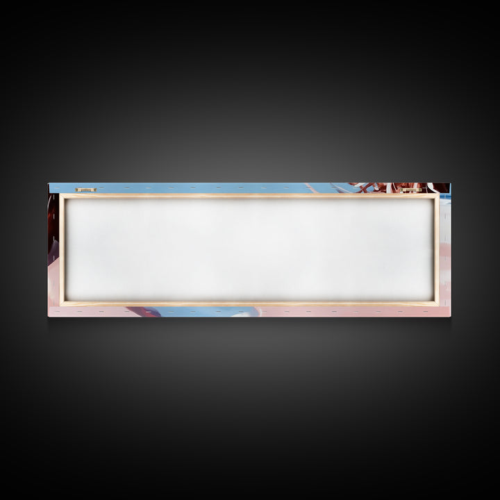 Romantic Beach Scene, Coastal Wall Art, Sunset Ocean Painting, Pastel Beach Framed Canvas Print, Living Room or Office Art