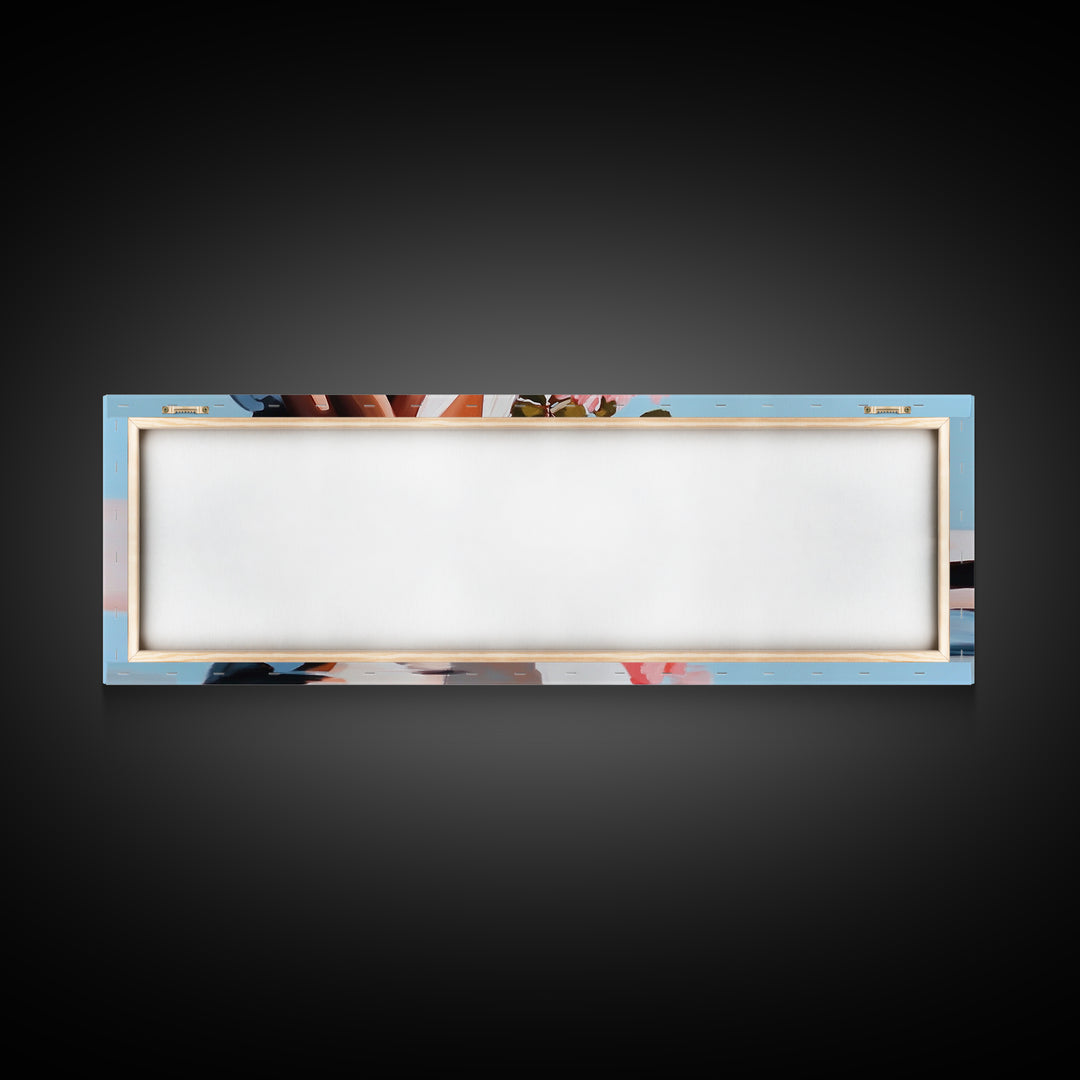 Beach Blossom Scene, Floral Coastal Art, Pastel Summer Vibes, Nature Wall Decor, Soft Aesthetic, Canvas Print, Bedroom Wall Art