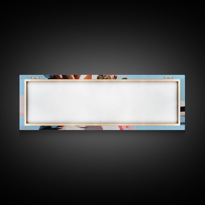 Beach Blossom Scene, Floral Coastal Art, Pastel Summer Vibes, Nature Wall Decor, Soft Aesthetic, Canvas Print, Bedroom Wall Art