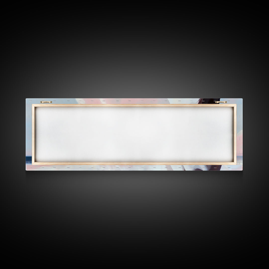 Beach Walk, Ocean Breeze, Pastel Sky, Dreamy Coastal Art, Soft Feminine Aesthetic, Framed Canvas Print, Bedroom Wall Art, Minimalist Decor