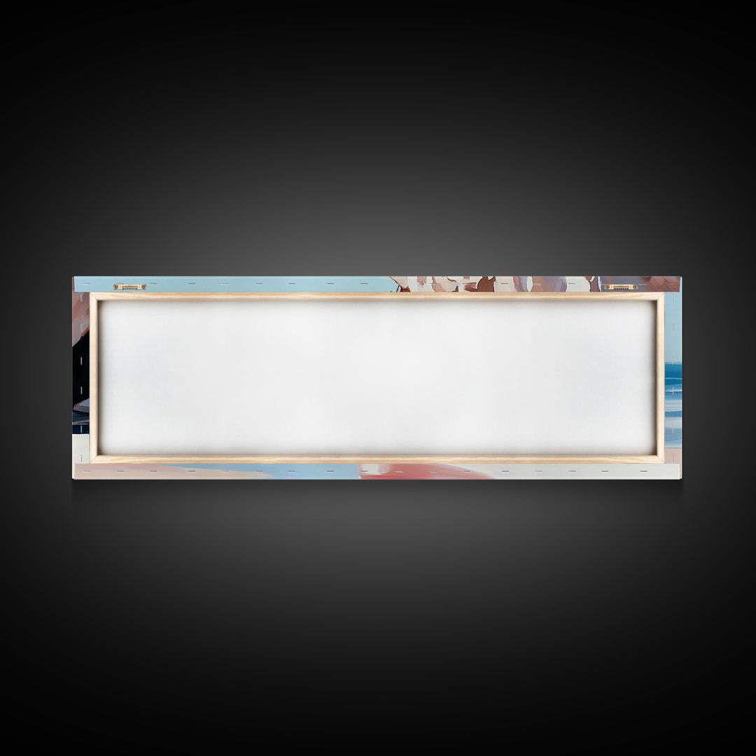 Beach Boulders, Coastal Landscape, Tranquil Escape, Framed Canvas Print, Ocean Wall Art, Boho Decor, Relaxing Seaside Painting