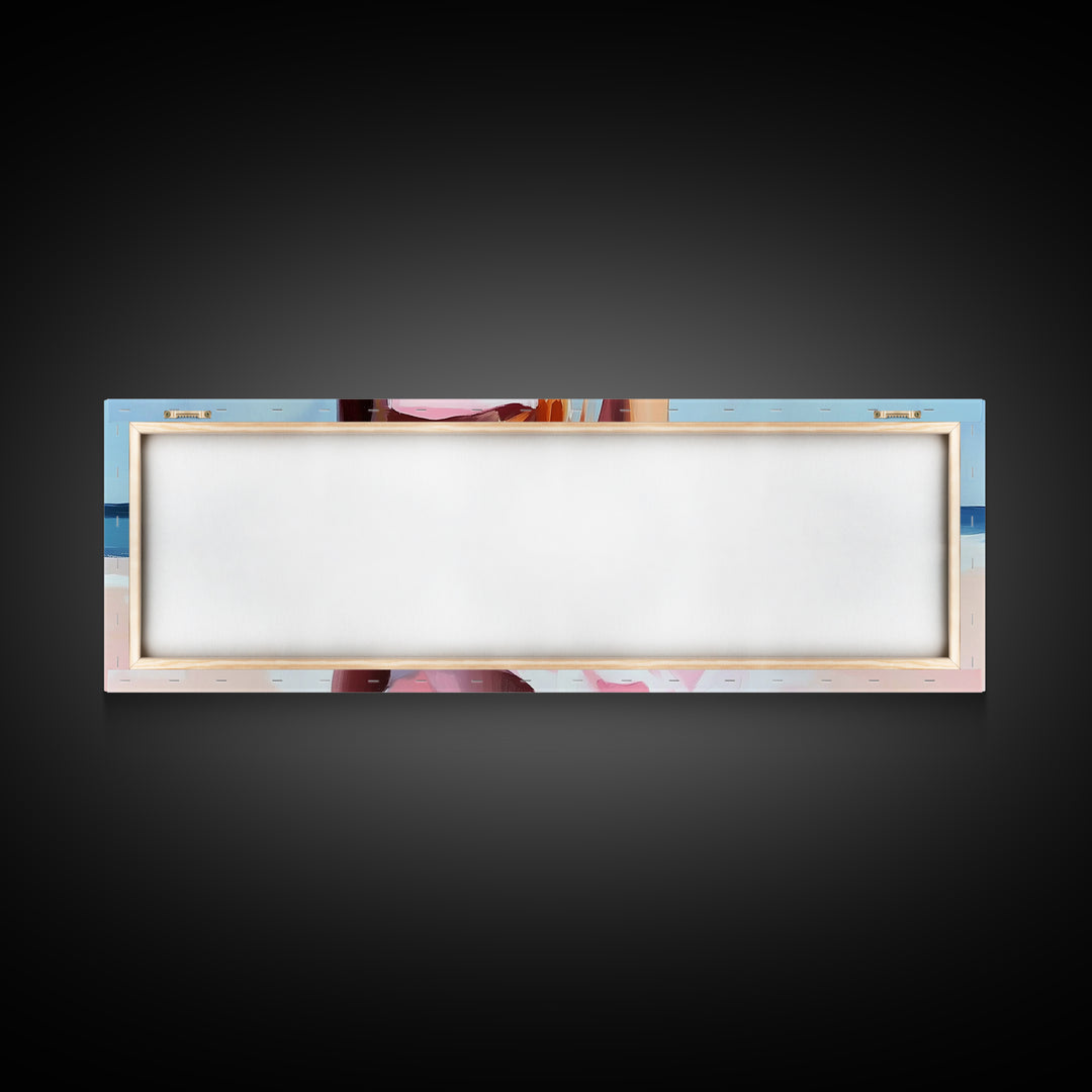 Beach Walk, Soft Waves, Feminine Coastal, Romantic Seascape, Framed Canvas Print, Boho Art, Bedroom Wall Art, Minimalist Aesthetic