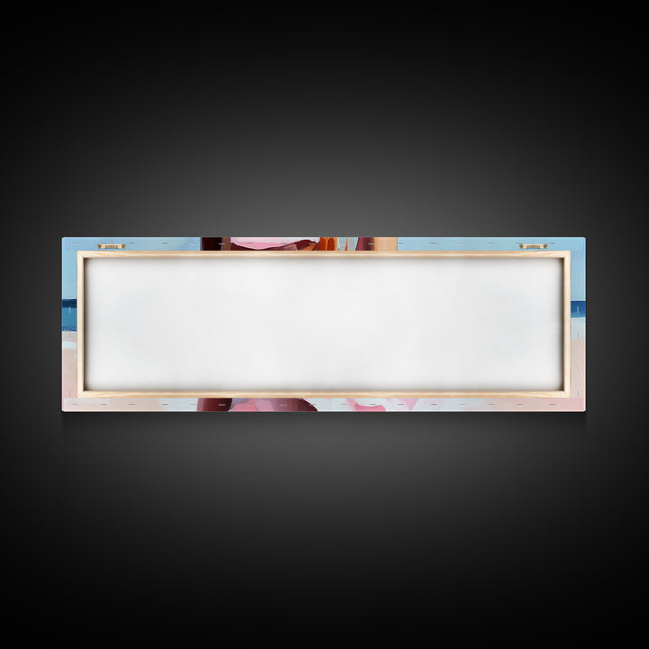 Beach Walk, Soft Waves, Feminine Coastal, Romantic Seascape, Framed Canvas Print, Boho Art, Bedroom Wall Art, Minimalist Aesthetic