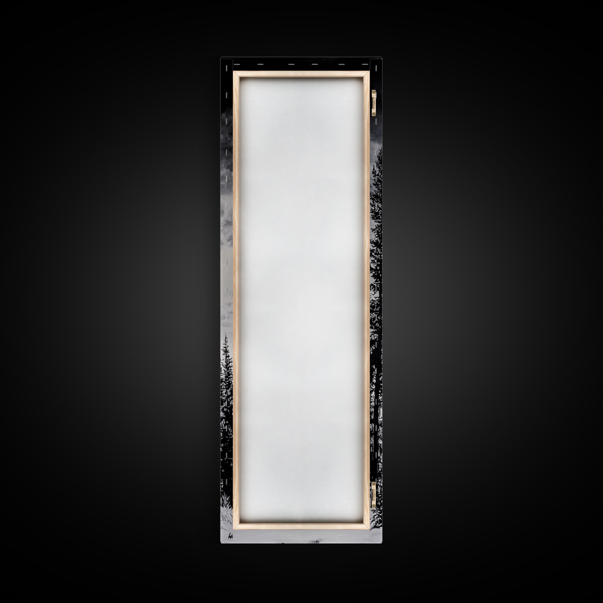 Black White Pine, Winter Forest, Nature Wall Art, Christmas Decor, Modern Minimalist, Monochrome Print, Framed Canvas Print