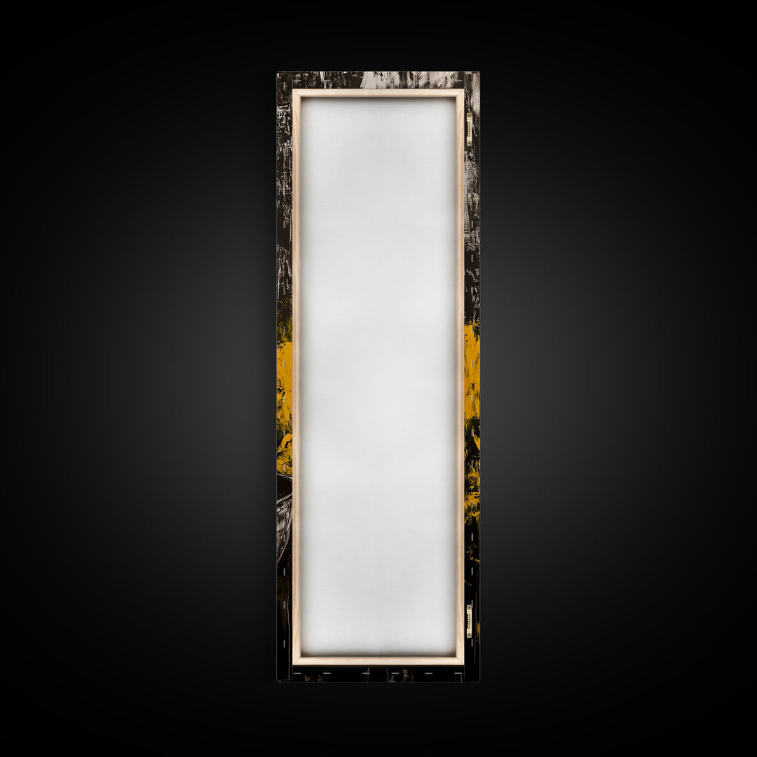 Abstract Yellow, Bold Modern Art, Textured Expressionist, High Contrast Decor, Contemporary Wall Accent, Framed Canvas Print