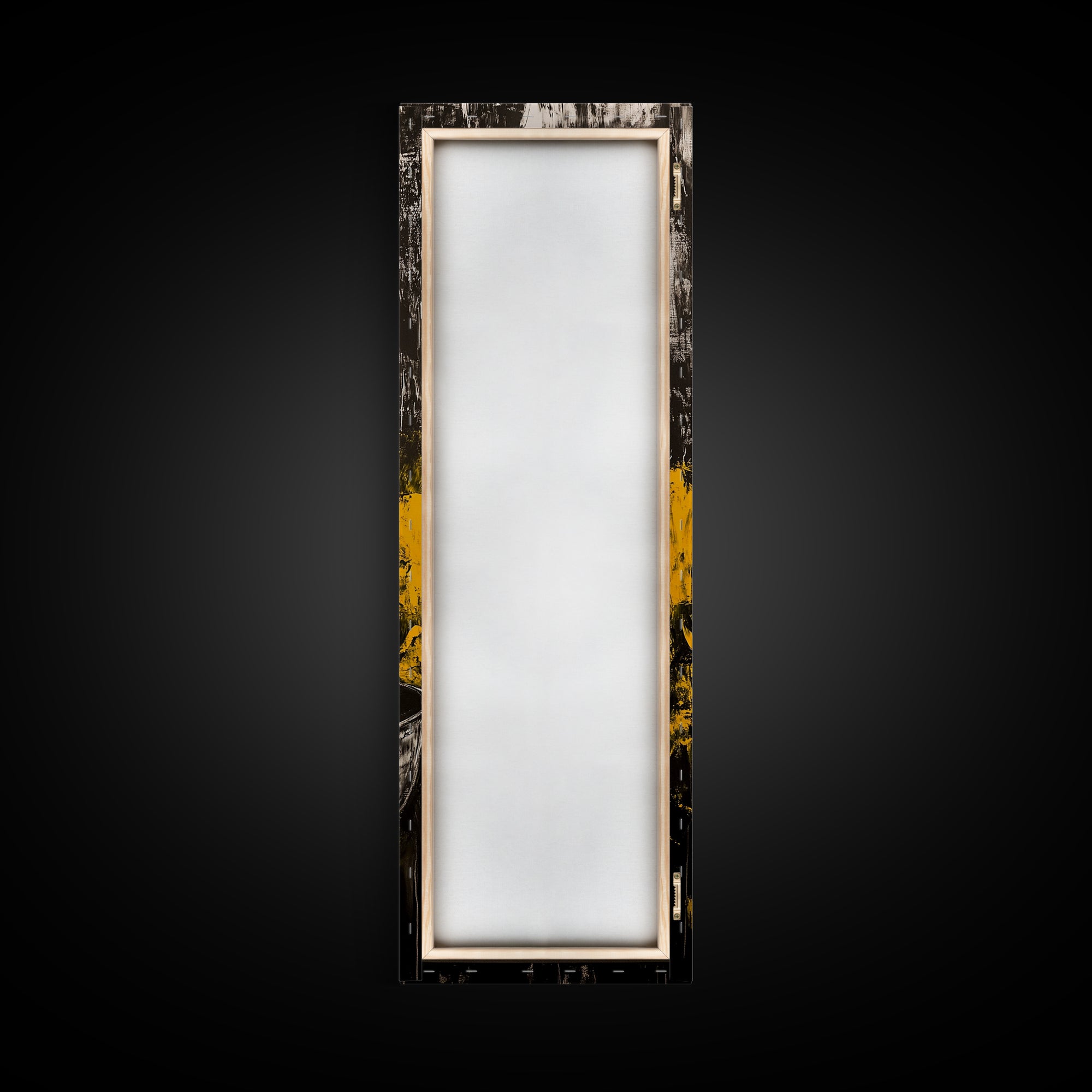 Abstract Yellow, Bold Modern Art, Textured Expressionist, High Contrast Decor, Contemporary Wall Accent, Framed Canvas Print