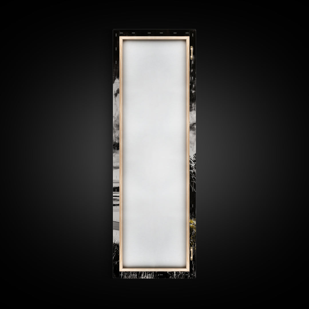 Coastal Serenity, Black White Landscape, Ocean Horizon Art, Minimalist Beach Scene, Modern Home Decor, Framed Canvas Print