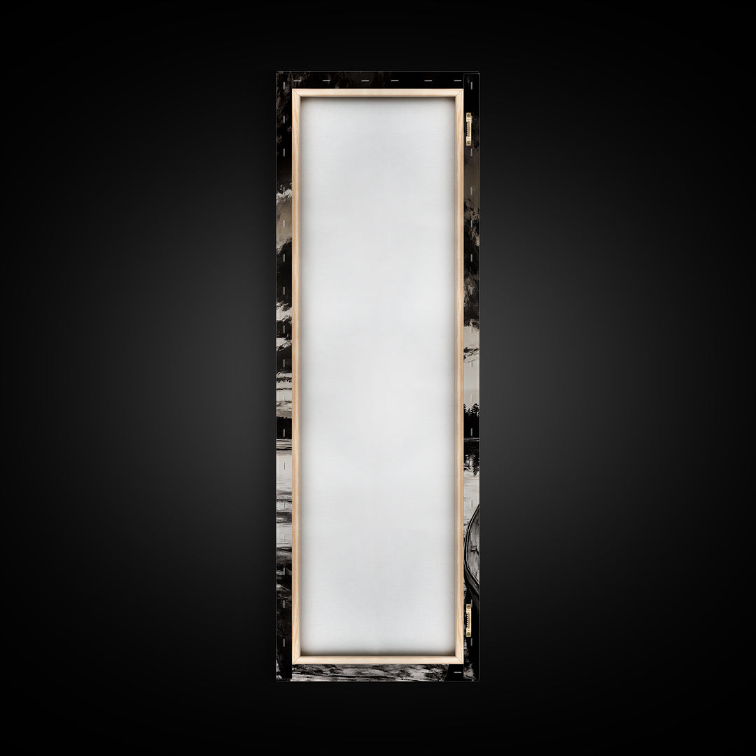 Black and White Seascape, Ocean Wave Painting, Minimalist Coastal Wall Decor, Beach House Artwork, Living Room Art, Framed Canvas Print