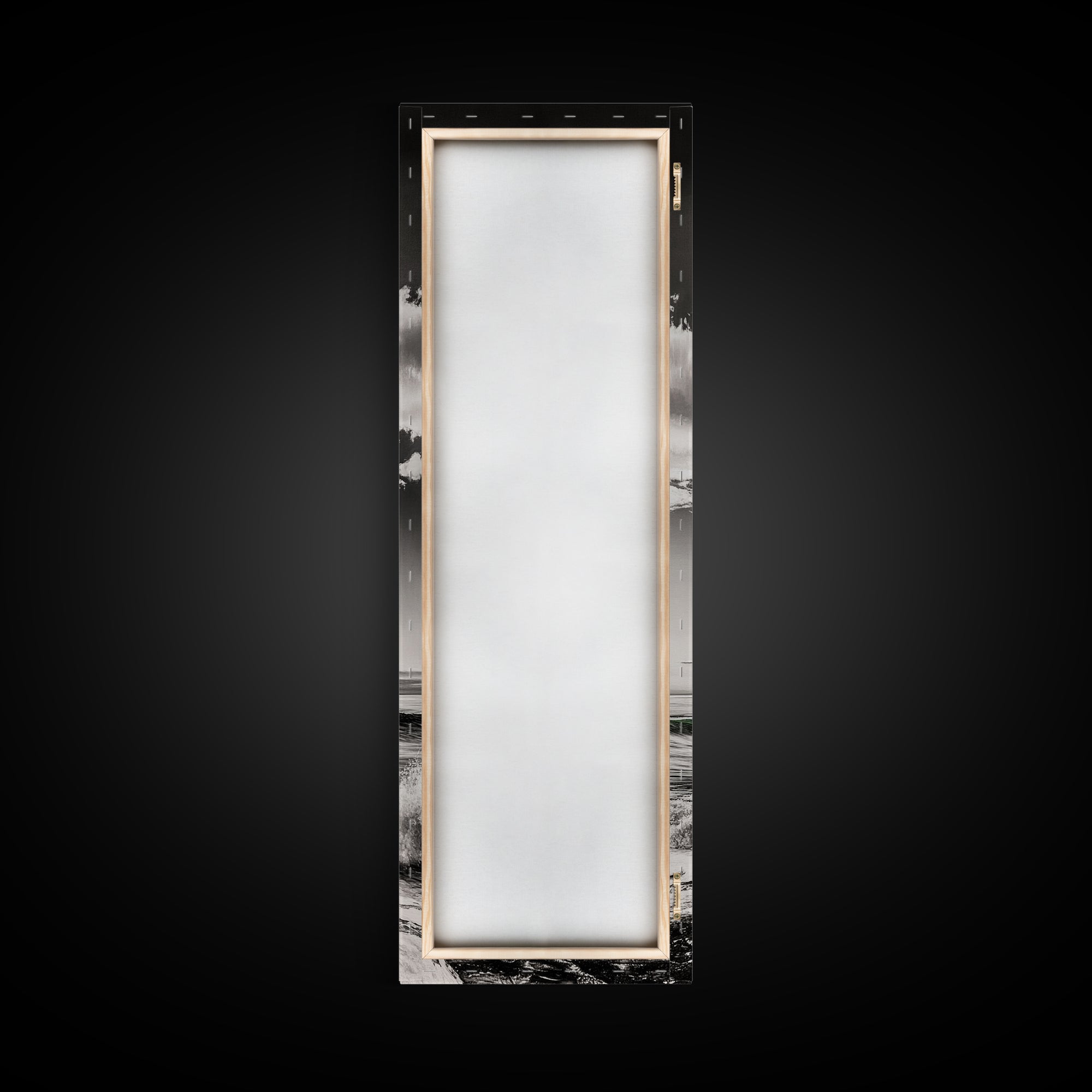 Coastal Waves, Black and White, Green Wave, Framed Canvas Print, Modern Beach Wall Art, Minimalist Ocean Decor, Living Room Art