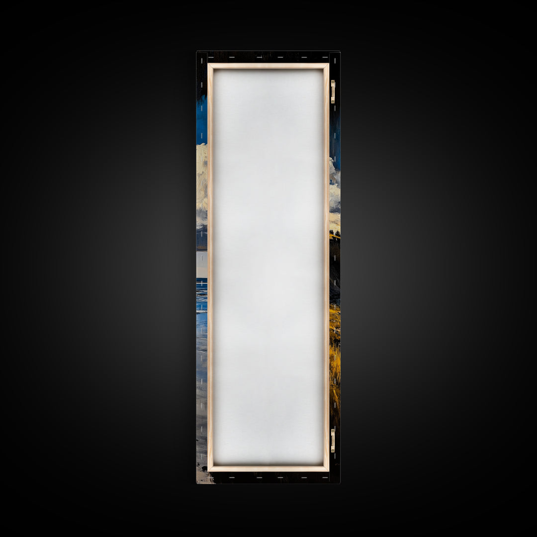 Coastal Cliff Art, Seaside Landscape Painting, Ocean View Wall Decor, Nature Home Design, Relaxing Beach Scene, Framed Canvas Print