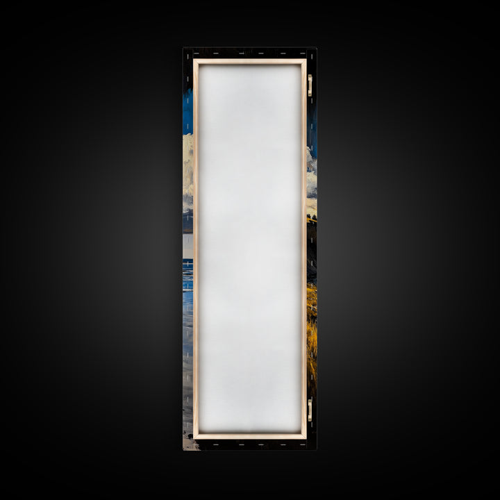 Coastal Cliff Art, Seaside Landscape Painting, Ocean View Wall Decor, Nature Home Design, Relaxing Beach Scene, Framed Canvas Print