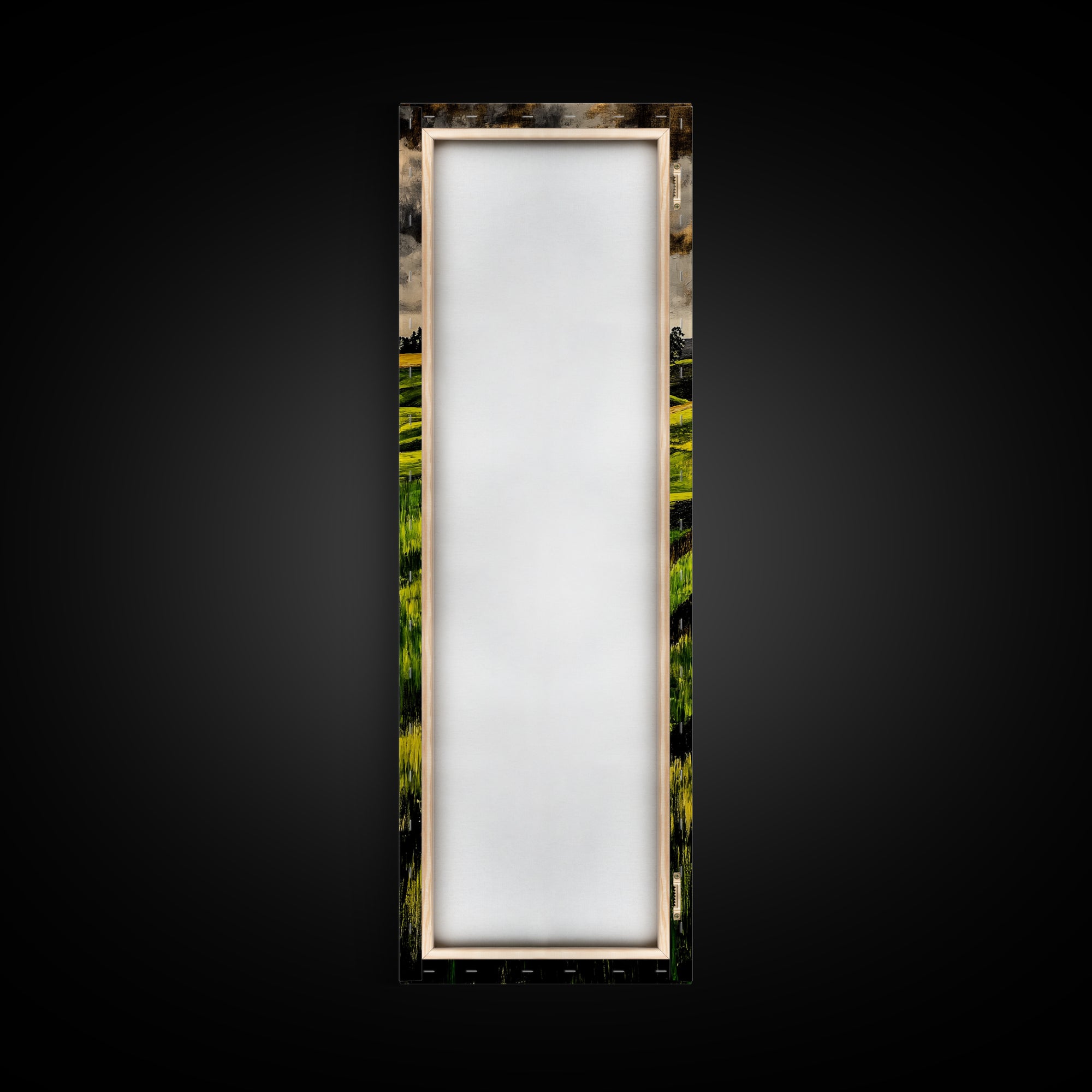 Rolling Fields, Nature Painting, Green Landscape, Framed Canvas Print, Country Wall Art, Rustic Decor, Cozy Living Room Artwork