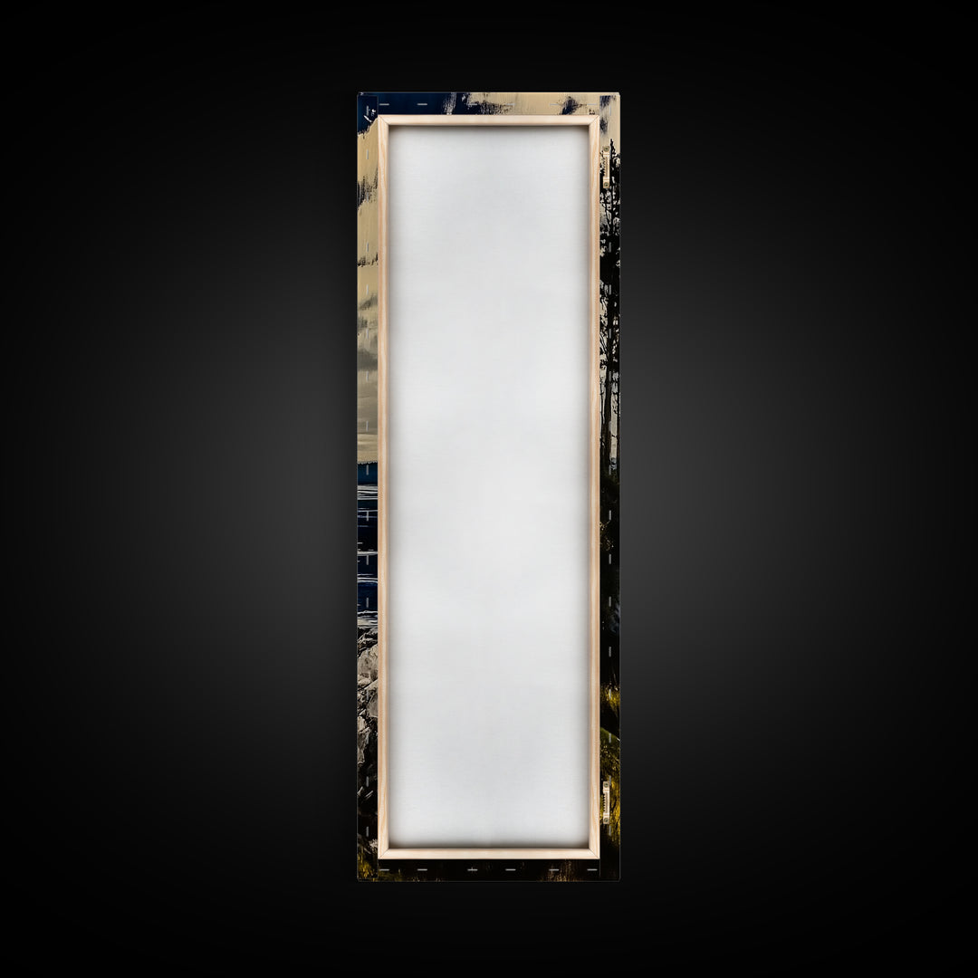 Cliffside View, Coastal Landscape, Nature Wall Art, Tranquil Seascape, Framed Canvas Print, Bedroom Wall Decor, Blue and Green Artwork