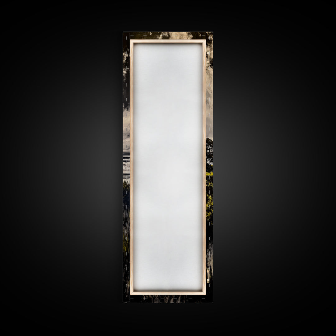 Coastal View, Ocean Landscape Art, Beach House Decor, Blue Sky Painting, Nautical Art, Modern Seascape, Framed Canvas Print