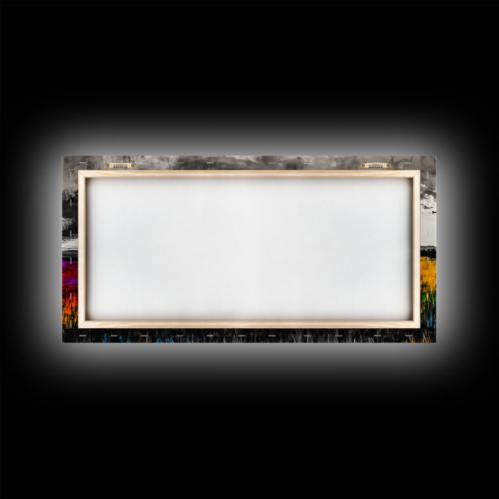 Autumn Meadow, Stormy Sky, Vibrant Fields, Framed Canvas Print, Fall Wall Art, Modern Landscape, Office Decor, Large Wall Art, Farmhouse