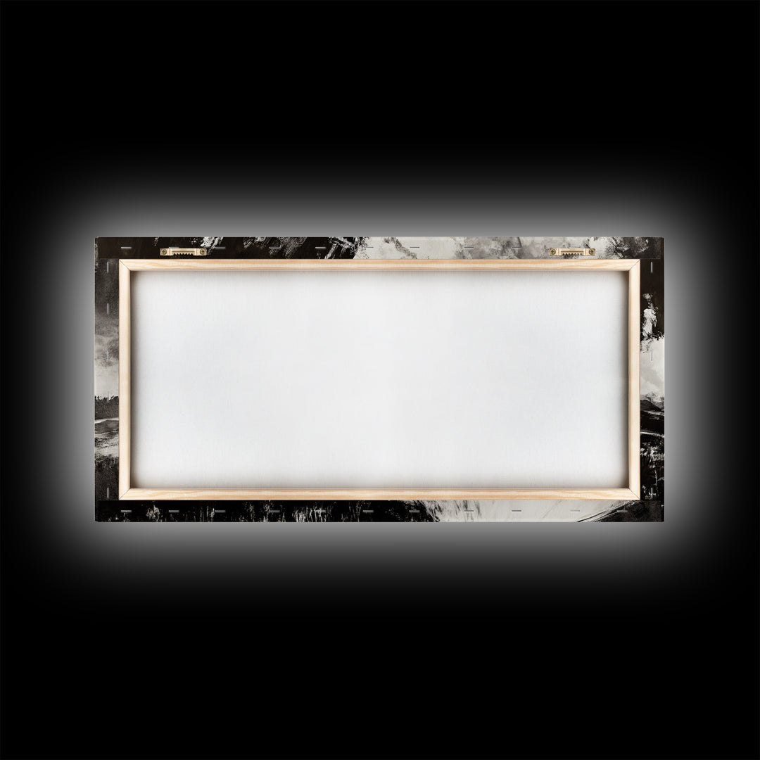 Country Road, Black and White, Minimalist, Framed Canvas Print, Rustic Landscape, Entryway Wall Art, Neutral Wall Decor, Farmhouse Style