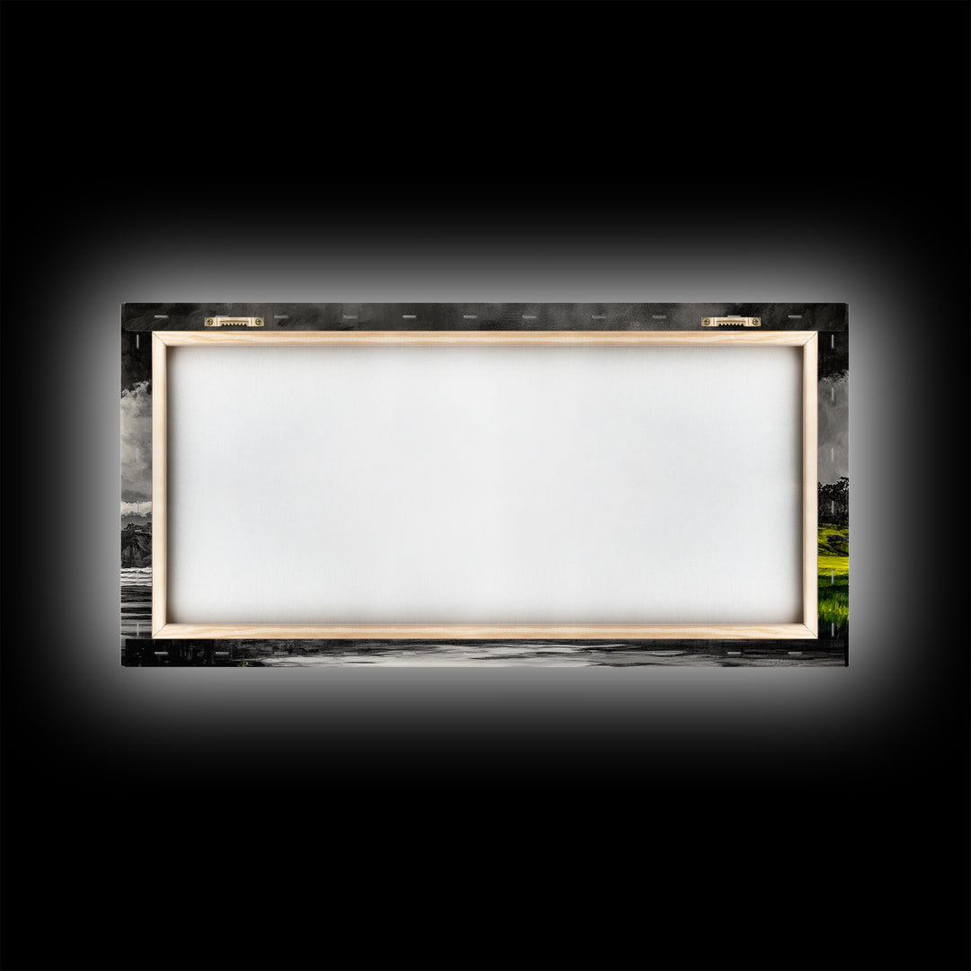 Coastal Storm, Black and White, Dramatic Seascape, Framed Canvas Print, Modern Coastal Art, Minimalist Ocean Wall Art, Large Wall Decor