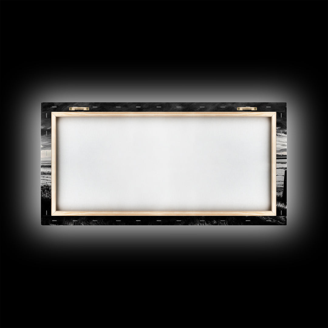 Dark Ocean, Stormy Sky, Coastal Landscape, Black and White Art, Moody Seascape, Living Room Wall Art, Nautical Decor, Framed Canvas Print