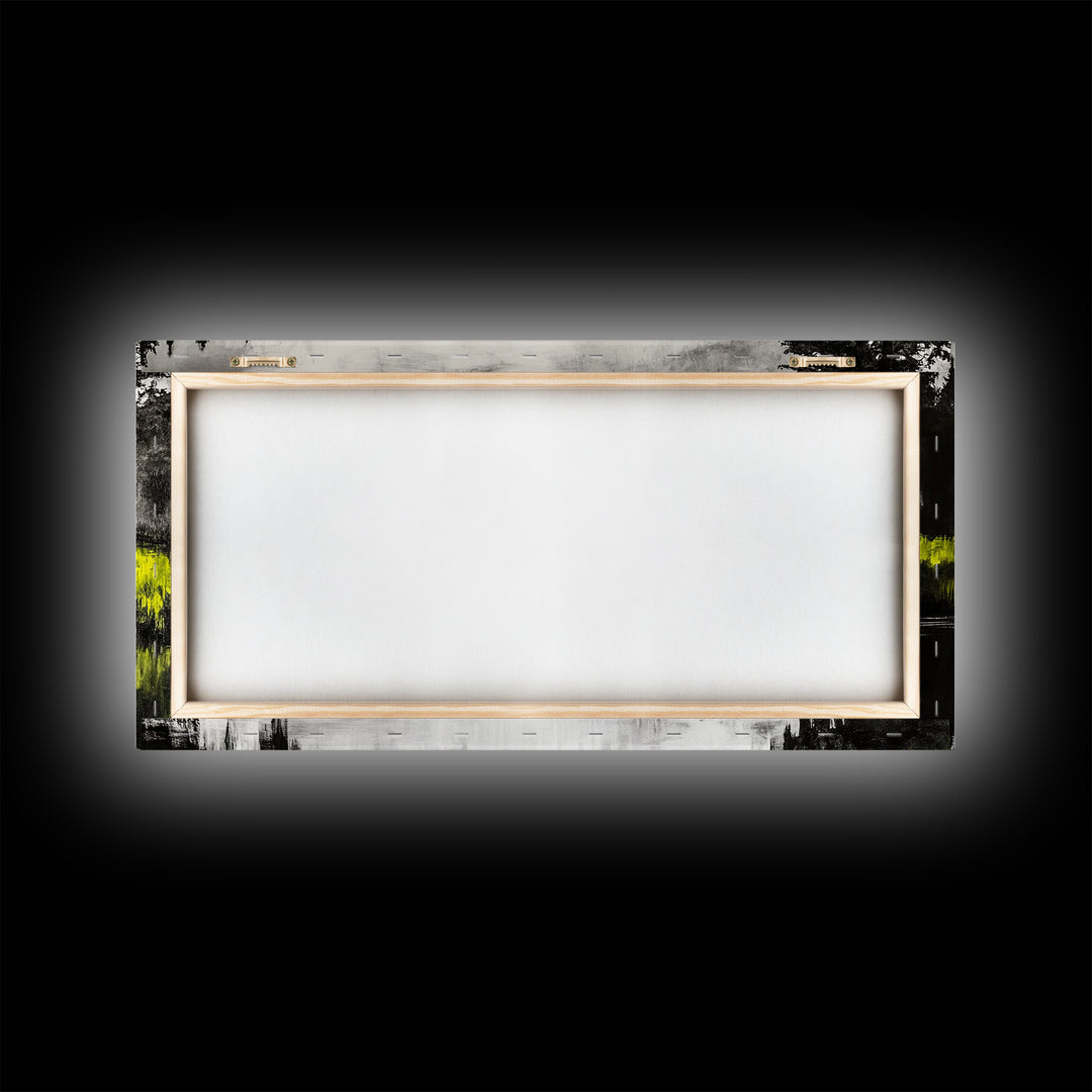 River Reflection, Minimalist Nature Art, Framed Canvas Print, Black and White Landscape, Modern Wall Decor, Office Wall Art