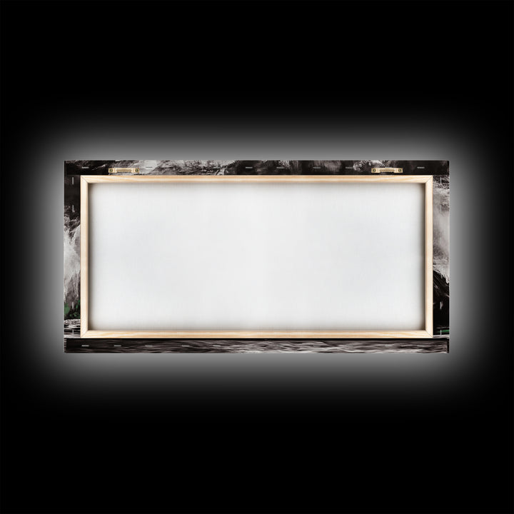 Abstract Waterfall Art, Black and White Canvas Print, Modern Wall Decor, Nature Inspired Artwork, Living Room Art, Minimalist Painting