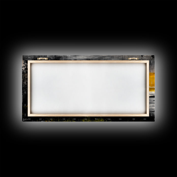 Coastal Landscape Print, Golden Sky Canvas Print, Dramatic Sunset Painting, Nature Wall Art, Living Room Artwork, Framed Canvas Print