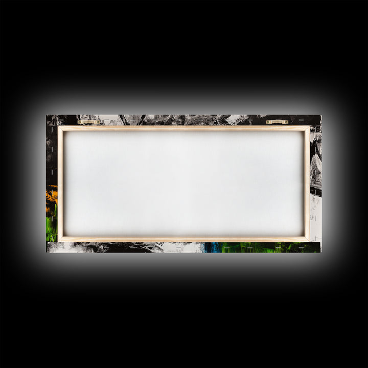 Abstract Kitchen Art, Black and White Canvas Print, Minimalist Artwork, Rustic Wall Decor, Unique Home Aesthetic, Framed Canvas Print