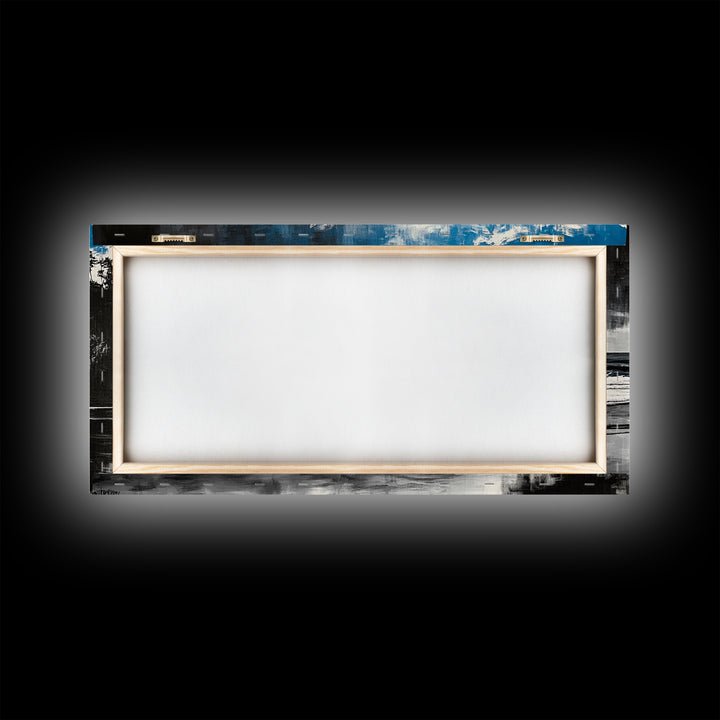 Dramatic Cliffside Painting, Ocean Wave Canvas Print, Monochrome Seascape Art, Moody Wall Decor, Coastal Artwork, Framed Canvas Print