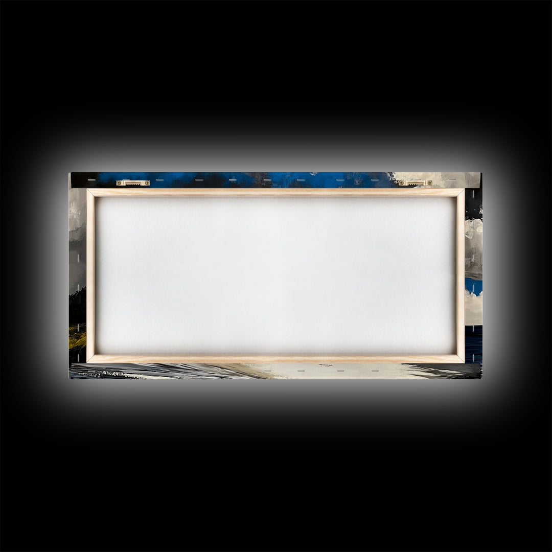 Dramatic Beach Scene, Blue Sky Canvas Print, Coastal Landscape Painting, Nature Wall Decor, Living Room Artwork, Framed Canvas Print