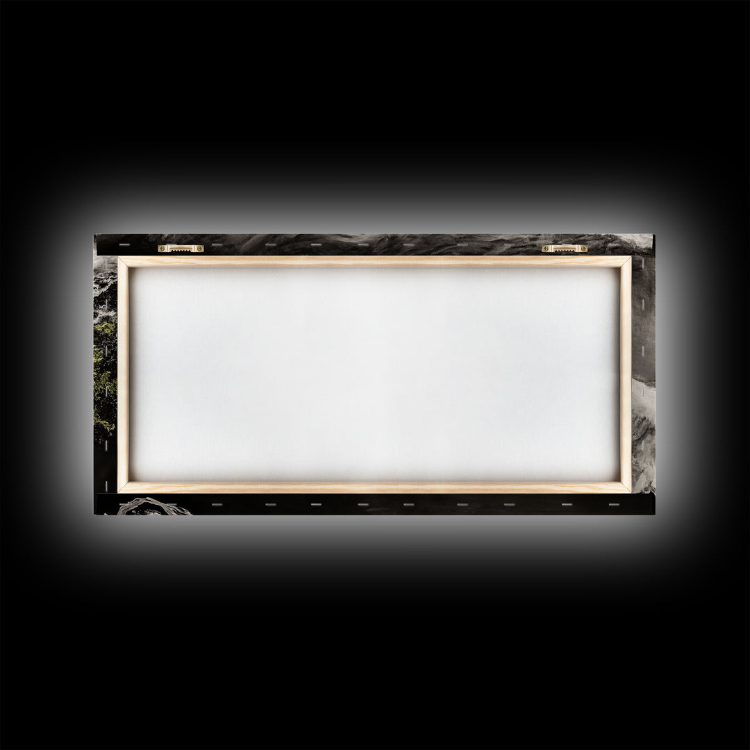 Abstract Ocean Waves, Coastal Wall Art, Modern Seascape Painting, Monochrome Beach Decor, Minimalist Black White Art, Canvas Print