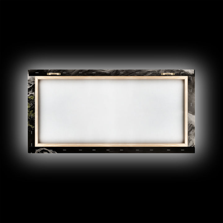 Abstract Ocean Waves, Coastal Wall Art, Modern Seascape Painting, Monochrome Beach Decor, Minimalist Black White Art, Canvas Print