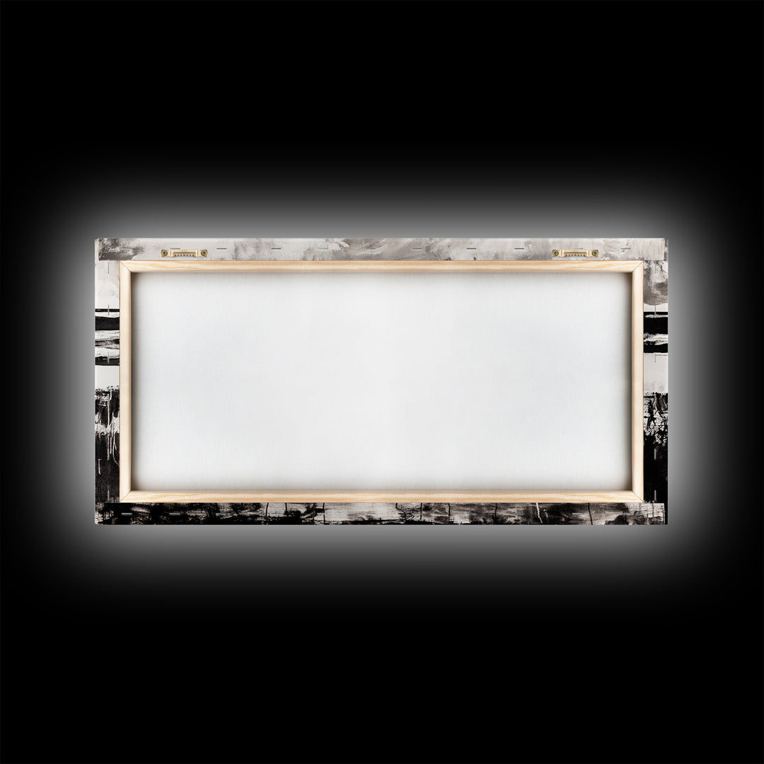 Coastal, Minimalist, Black and White, Framed Canvas Print, Ocean Sunset Wall Art, Beach House Decor, Nautical Artwork, Serene Seascape