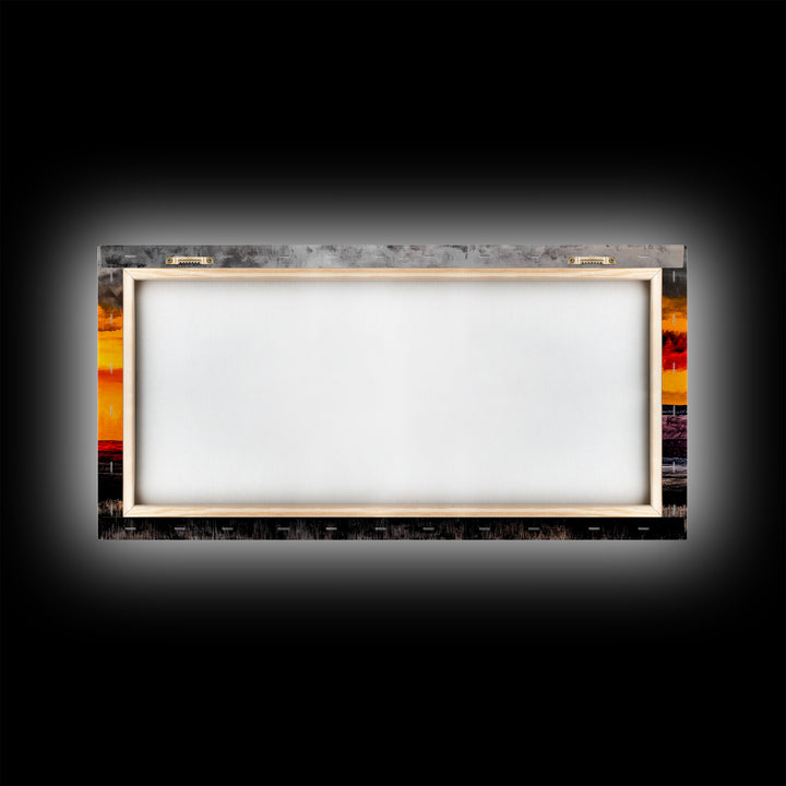 Desert, Sunset, Southwest, Framed Canvas Print, Bold Canyon Painting, Warm Earth Tones Wall Art, Western Home Decor, Scenic Landscape