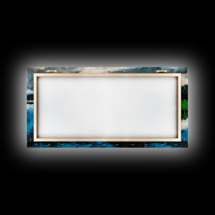 Blue Lake, Reflection Landscape, Nature Wall Art, Framed Canvas Print, Large Canvas Artwork, Modern Home Decor, Office Wall Art