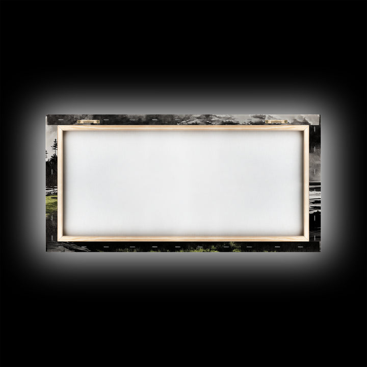 Coastal Landscape, Ocean View, Black and White Beach Art, Canvas Print, Seaside Home Decor, Nautical Wall Art, Office Artwork