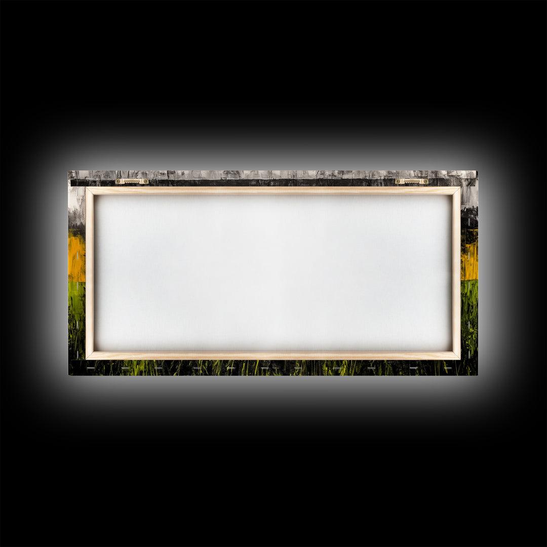 Abstract Horse, Farmhouse, Framed Canvas Print, Rustic Wall Art, Country Decor, Bold Yellow and Green, Large Wall Art, Equestrian Art