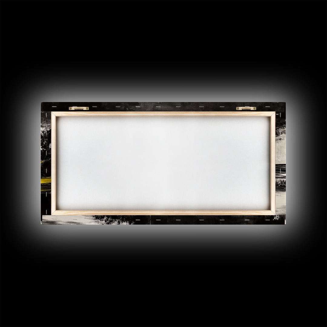 Coastal Landscape, Black and White, Framed Canvas Print, Beach House Wall Art, Nautical Decor, Ocean View Art, Minimalist Seascape