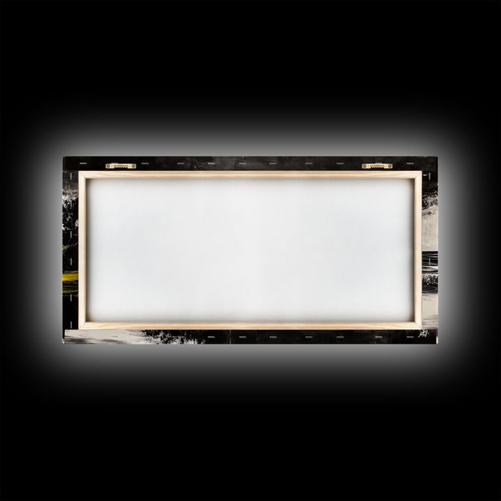 Coastal Landscape, Black and White, Framed Canvas Print, Beach House Wall Art, Nautical Decor, Ocean View Art, Minimalist Seascape