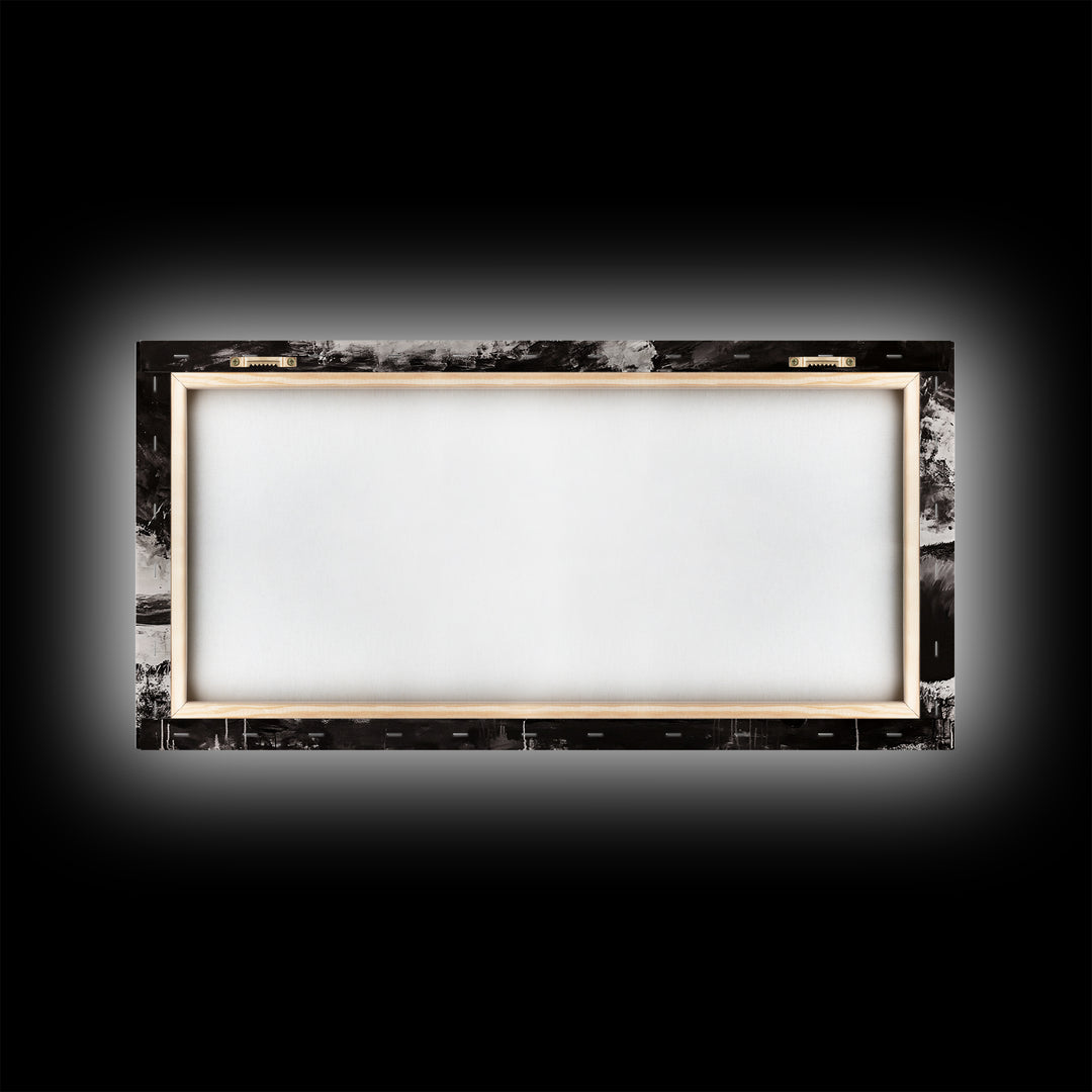 Bison Landscape, Western Art, Black and White Buffalo, Rustic Home Decor, Southwestern Wall Art, Nature Artwork, Framed Canvas Print