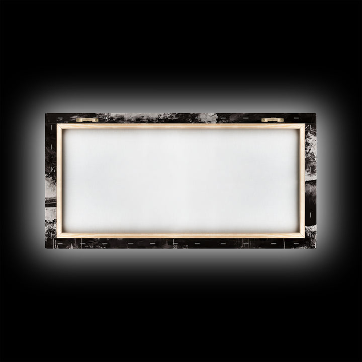 Bison Landscape, Western Art, Black and White Buffalo, Rustic Home Decor, Southwestern Wall Art, Nature Artwork, Framed Canvas Print