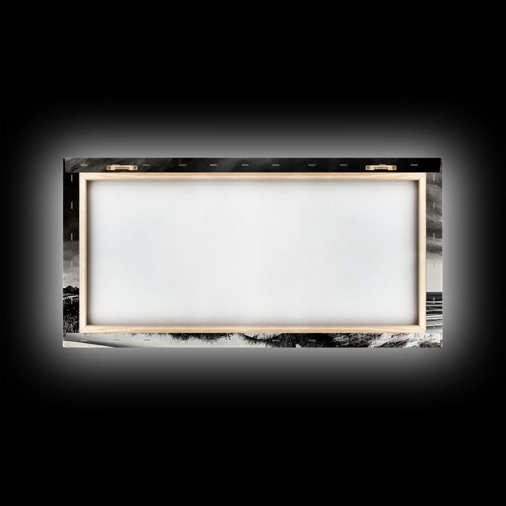 Coastal Storm, Dramatic Beach Scene, Black and White Seascape, Modern Coastal Art, Neutral Wall Decor, Canvas Print, Living Room Art