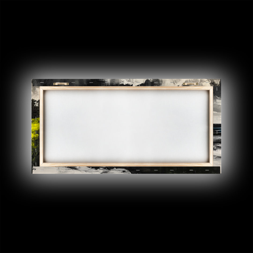 Cliffside Ocean View Landscape, Black and White Seascape, Nautical Wall Decor, Living Room Art, Beach House Scene, Framed Canvas Print