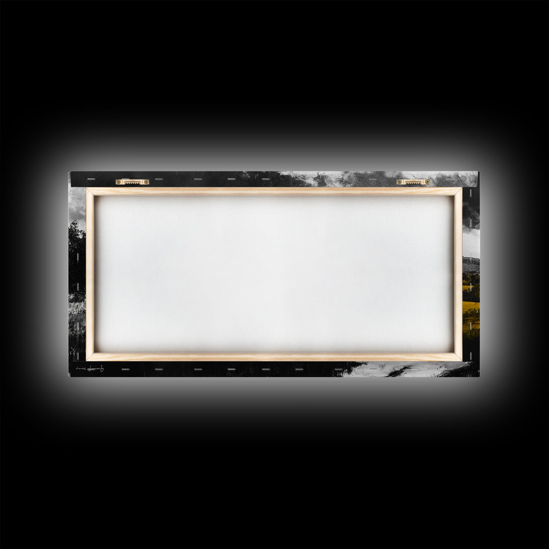 Rolling Hills, Country Path, Black and White Landscape, Canvas Print, Autumn Fields, Minimalist Wall Art, Living Room Decor, Bold Contrast