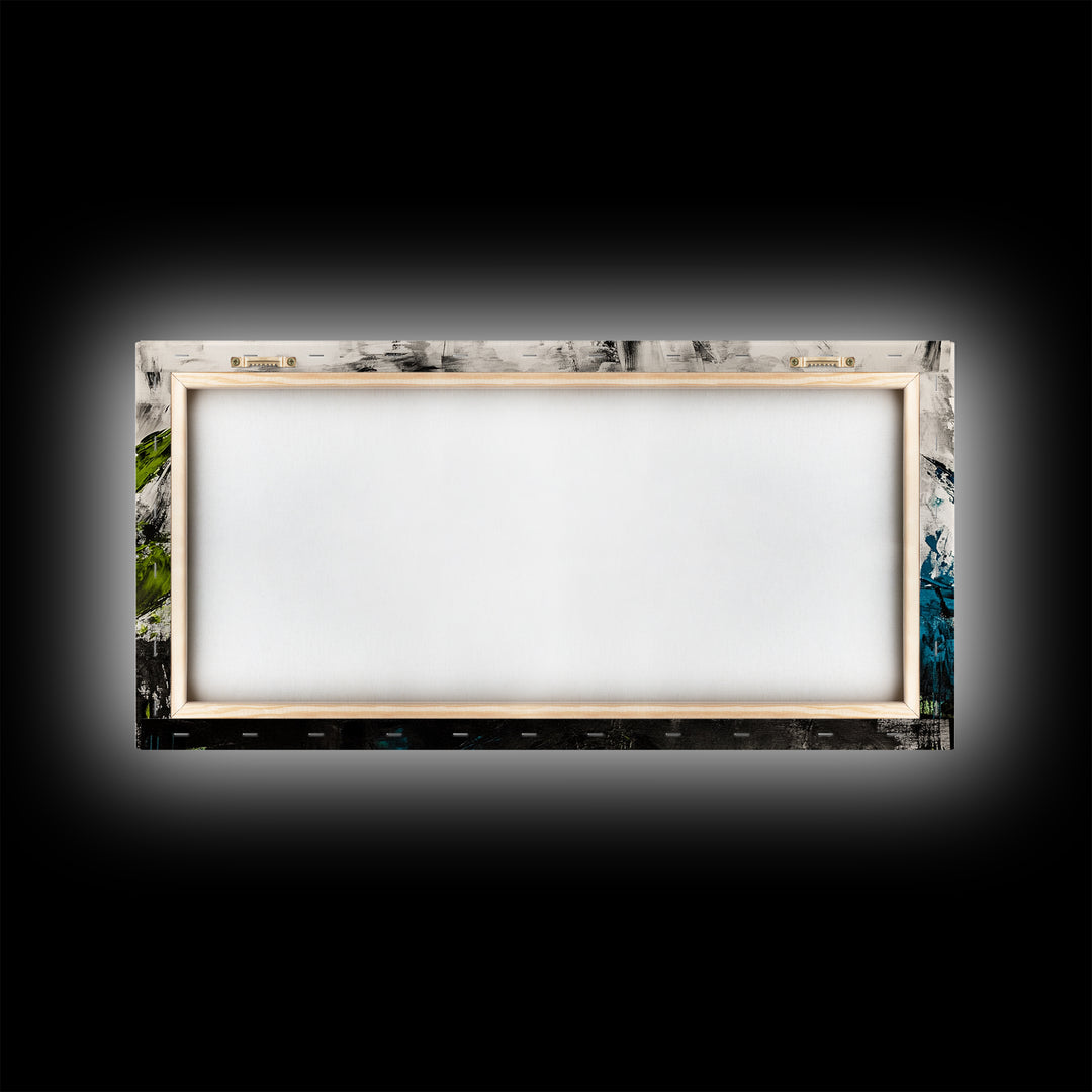 Abstract Brushstrokes, Green Blue, Modern Wall Art, Textured Painting, Large Canvas Print, Office Decor, Boho Aesthetic, Minimalist Art