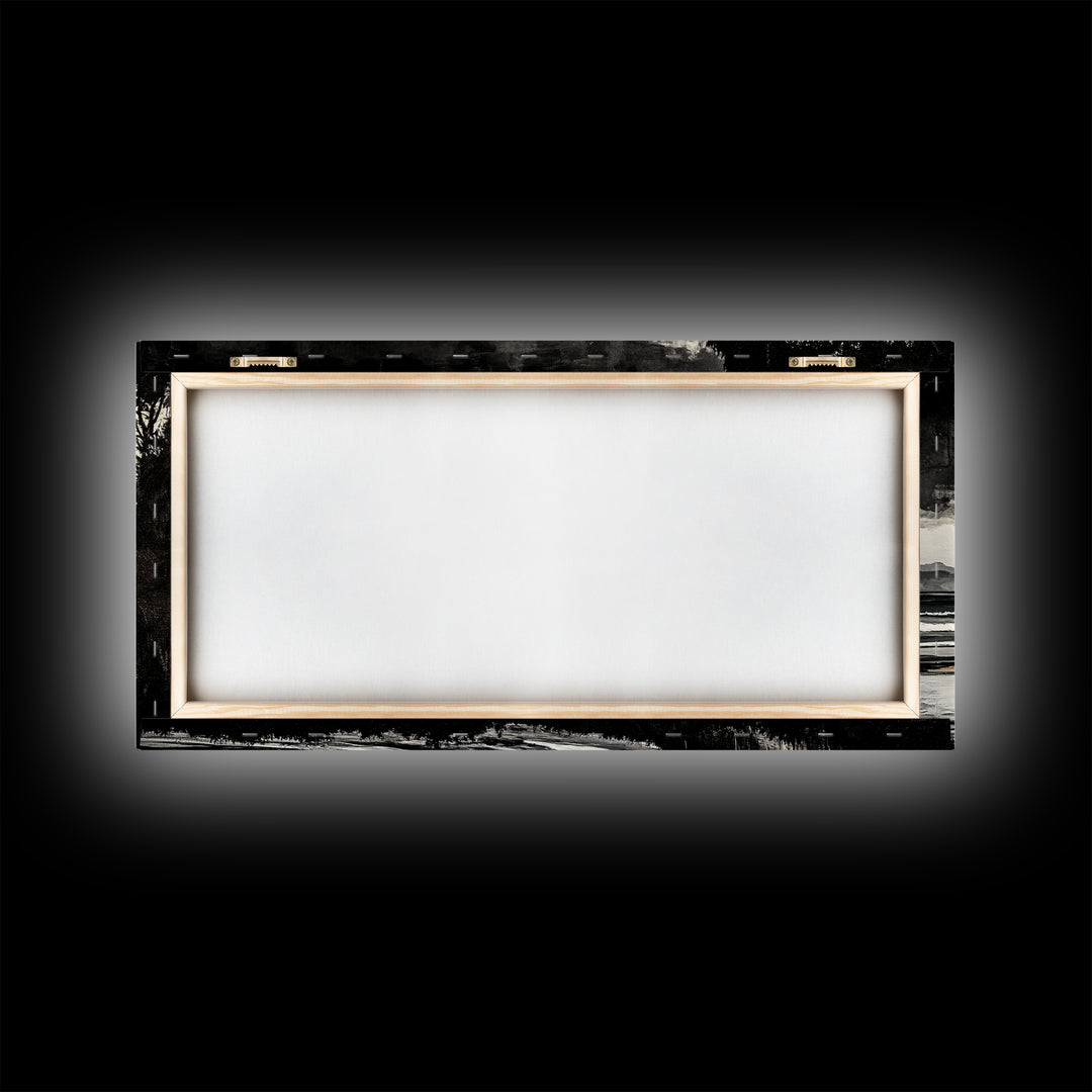 Black White, Coastal Cliffs, Seascape, Large Canvas Print, Ocean Wall Art, Modern Landscape, Minimalist Painting, Nautical Home Decor