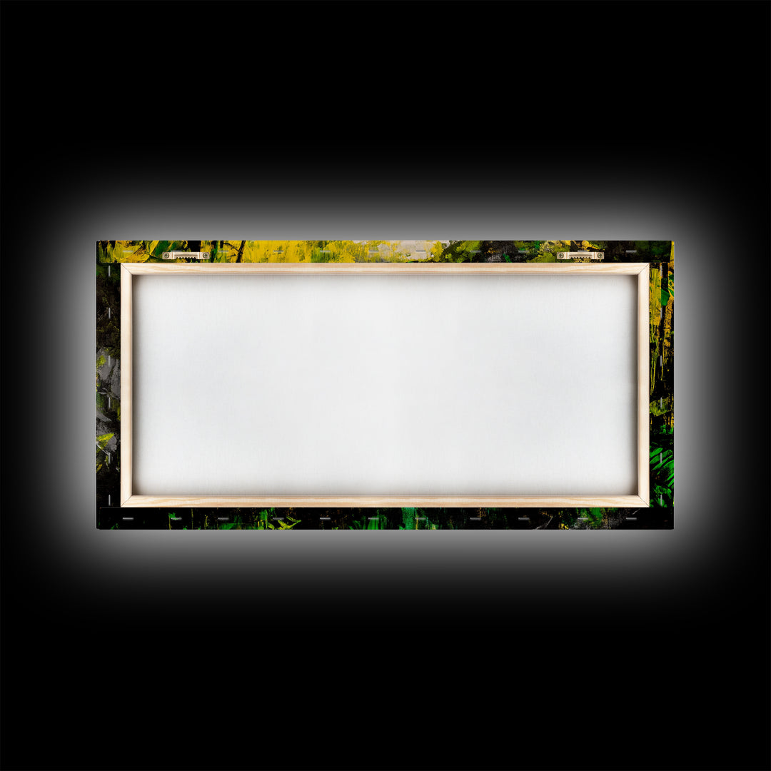 Abstract Jungle, Green Yellow, Tropical Rainforest, Canvas Print, Modern Nature Wall Art, Framed Painting, Boho Home Decor, Textured Art