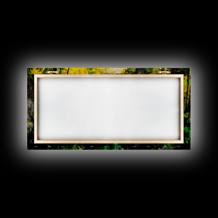 Abstract Jungle, Green Yellow, Tropical Rainforest, Canvas Print, Modern Nature Wall Art, Framed Painting, Boho Home Decor, Textured Art